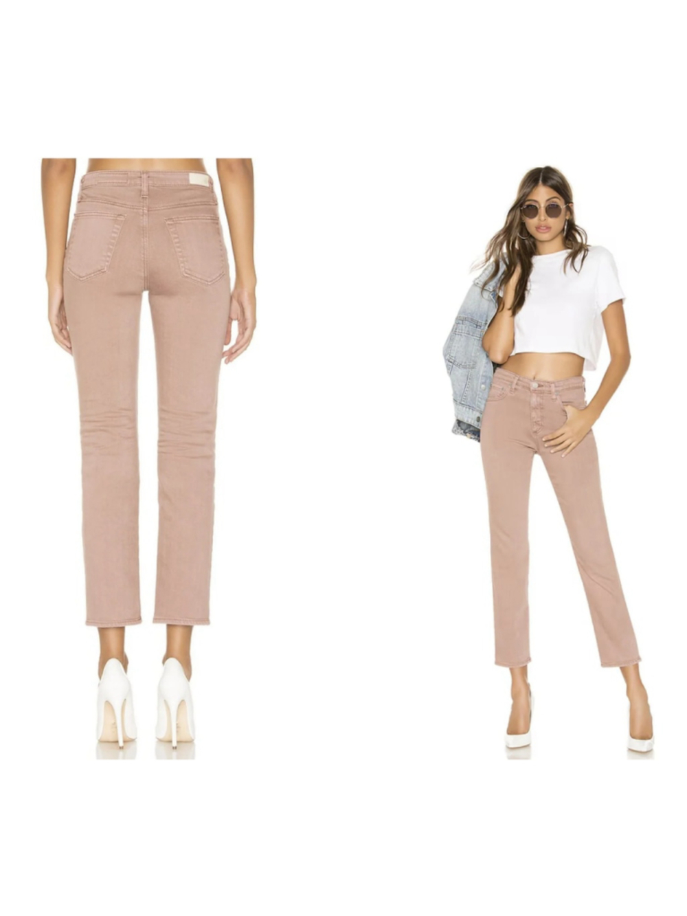 AG Jeans Isabelle High Waisted Cropped Jeans Pink Size 24 - Picture 12 of 12